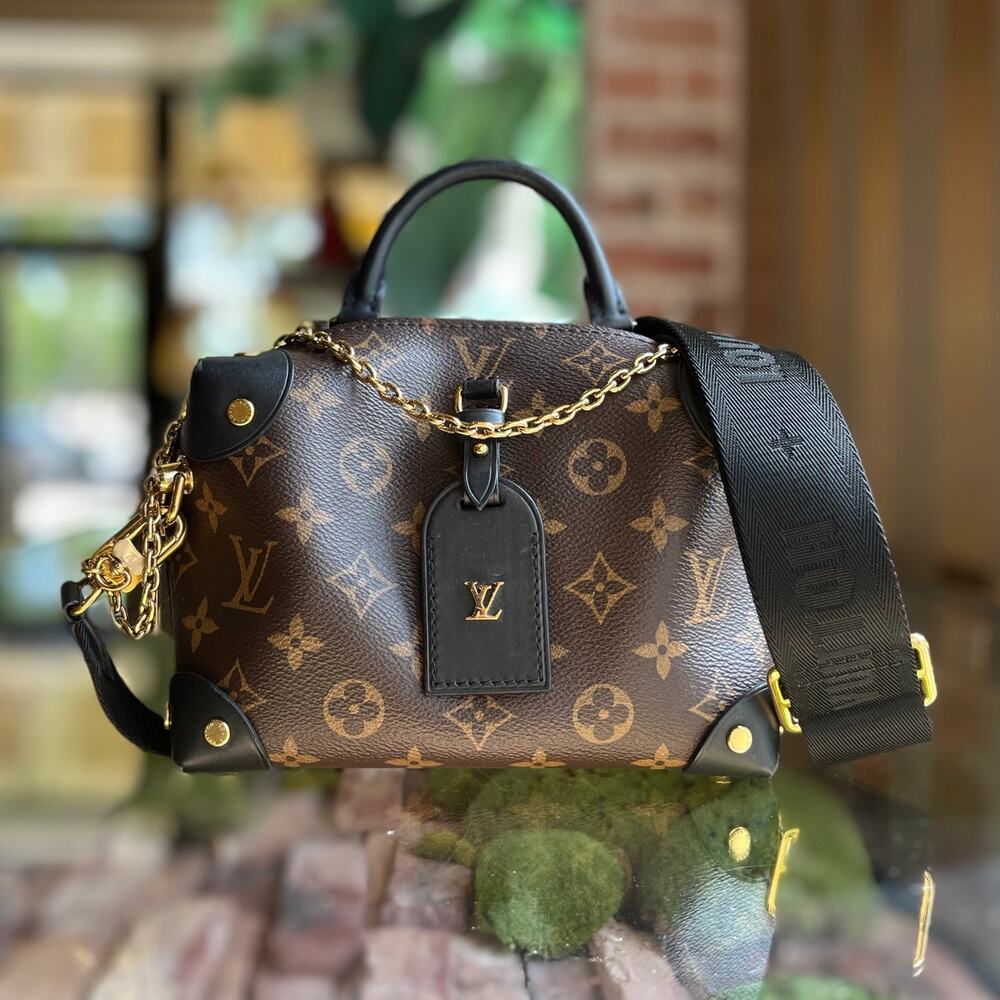 LOUIS VUITTON Petite Malle Souple Black Monogram Canvas Top Handle Bag